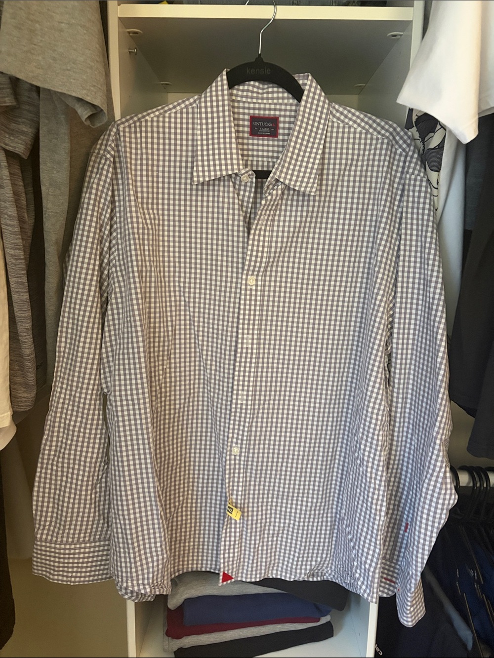 Untuck it Men's Lilac and White Gingham Dress Shirt